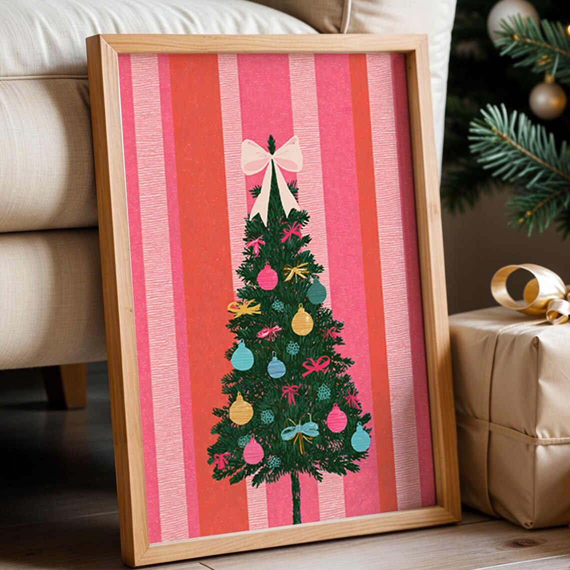 Christmas Tree Poster, Festive Holiday Wall Art