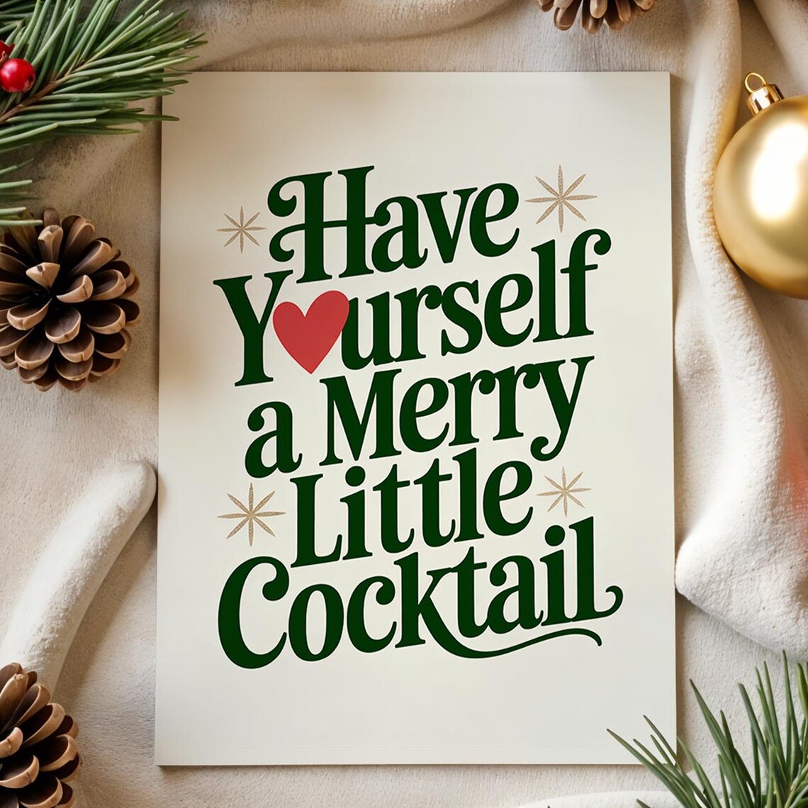 Have Yourself a Merry Little Cocktail Retro Typography Christmas Poster