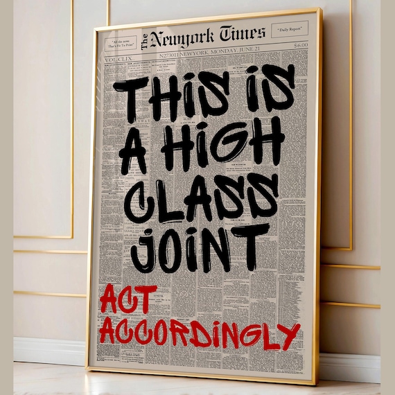 Retro High Class Joint Newspaper Humor Art Print