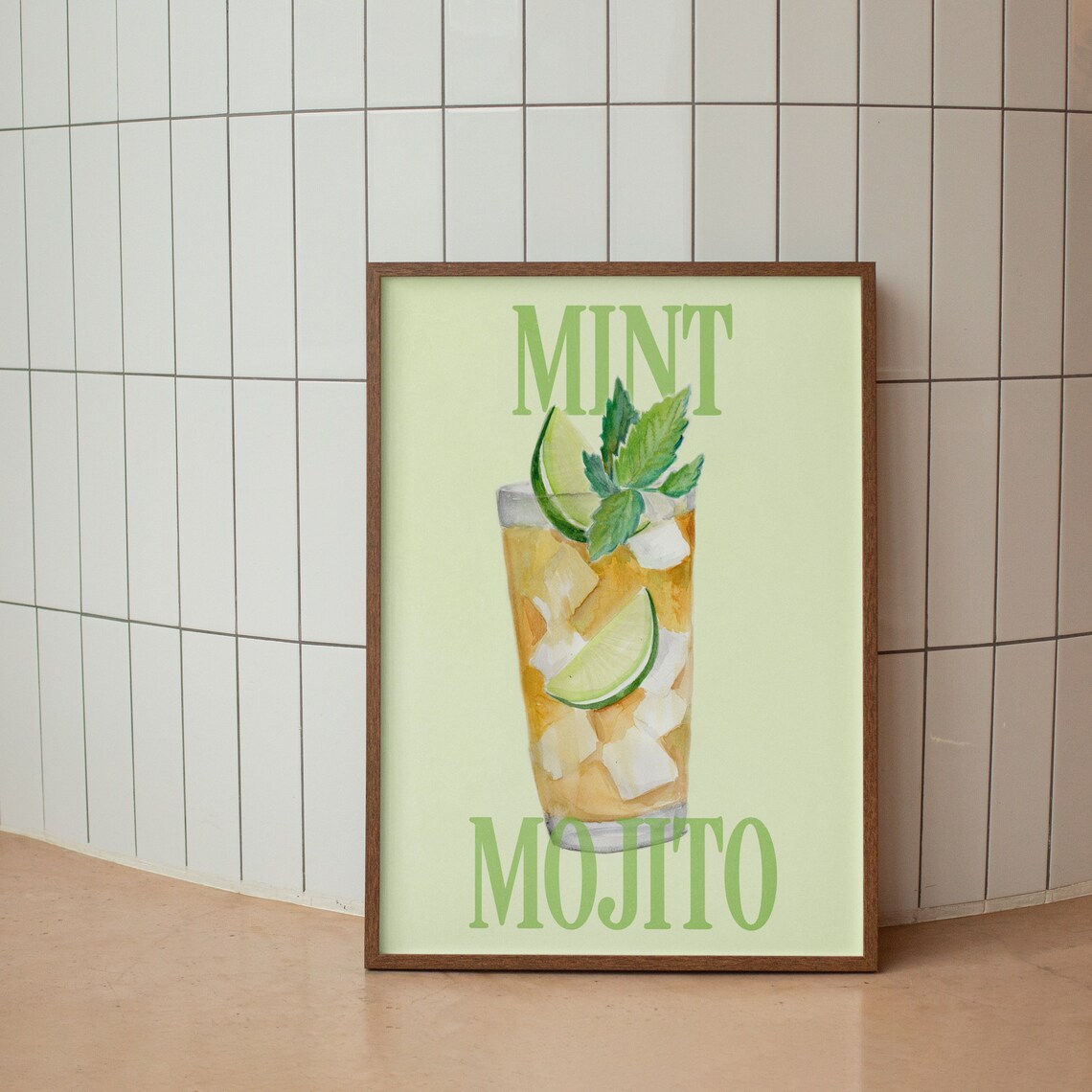 Mint Mojito Watercolor Cocktail Classic Drink Recipe Art Poster - Image 3