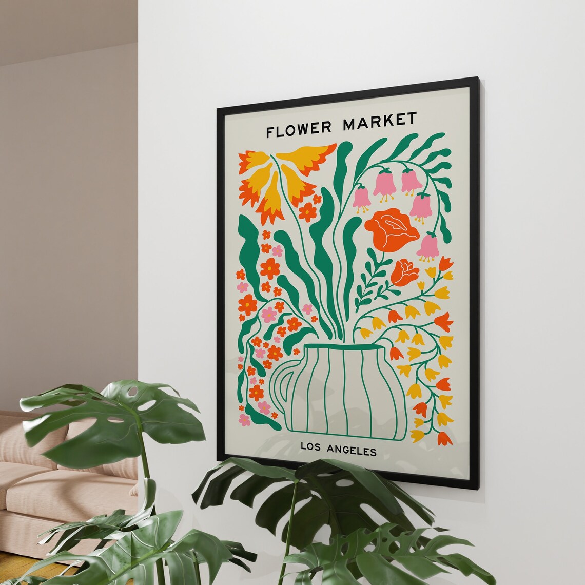 Los Angeles Flower Market Colorful Floral Vase Botanical Art Print - Image 2
