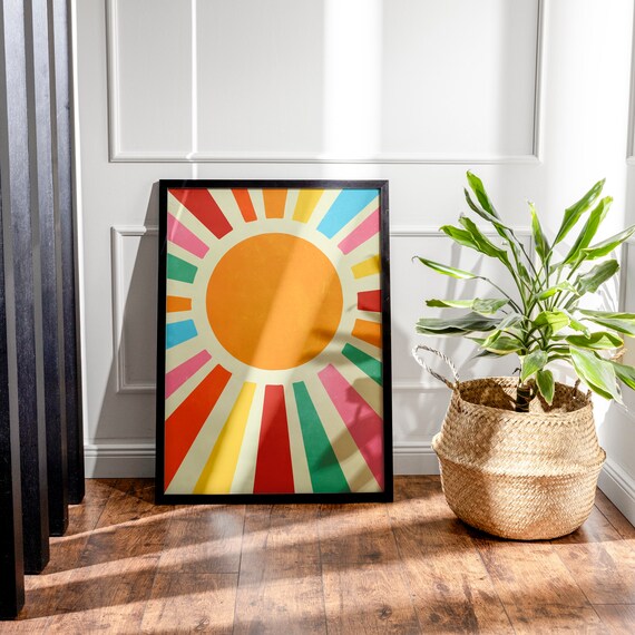 Retro Sunrise Rainbow Edition, Mid Century Art Print