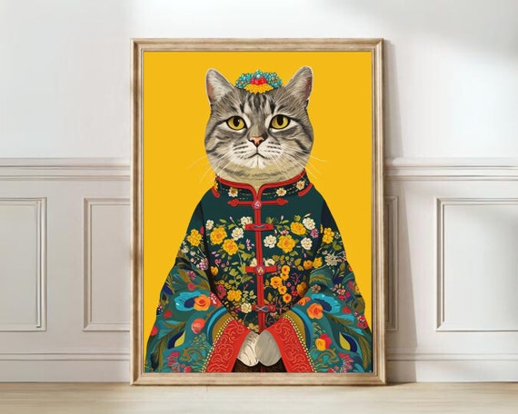Maximalist Print Eclectic Cat Print Maximalist Poster Funny Cat Print Eclectic Gallery Funky Wall Art Colorful Print