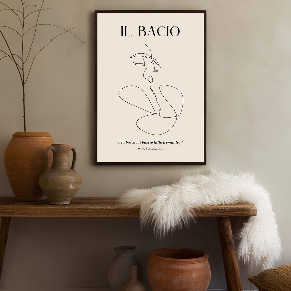 Il Bacio Kiss Dante Alighieri Minimalist Line Art Love Poster - Image 3