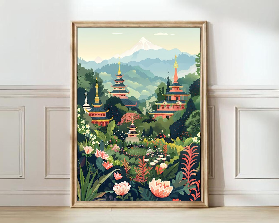 Chiang Mai Illustration, Thailand Travel Poster