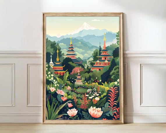 Chiang Mai Illustration, Thailand Travel Poster