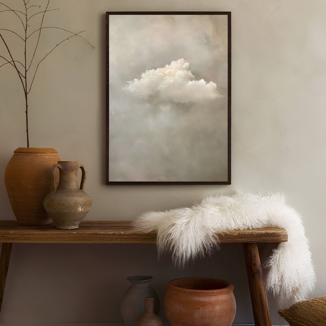 Beige Cloud Print, Minimalist Nursery Art Print - Image 2