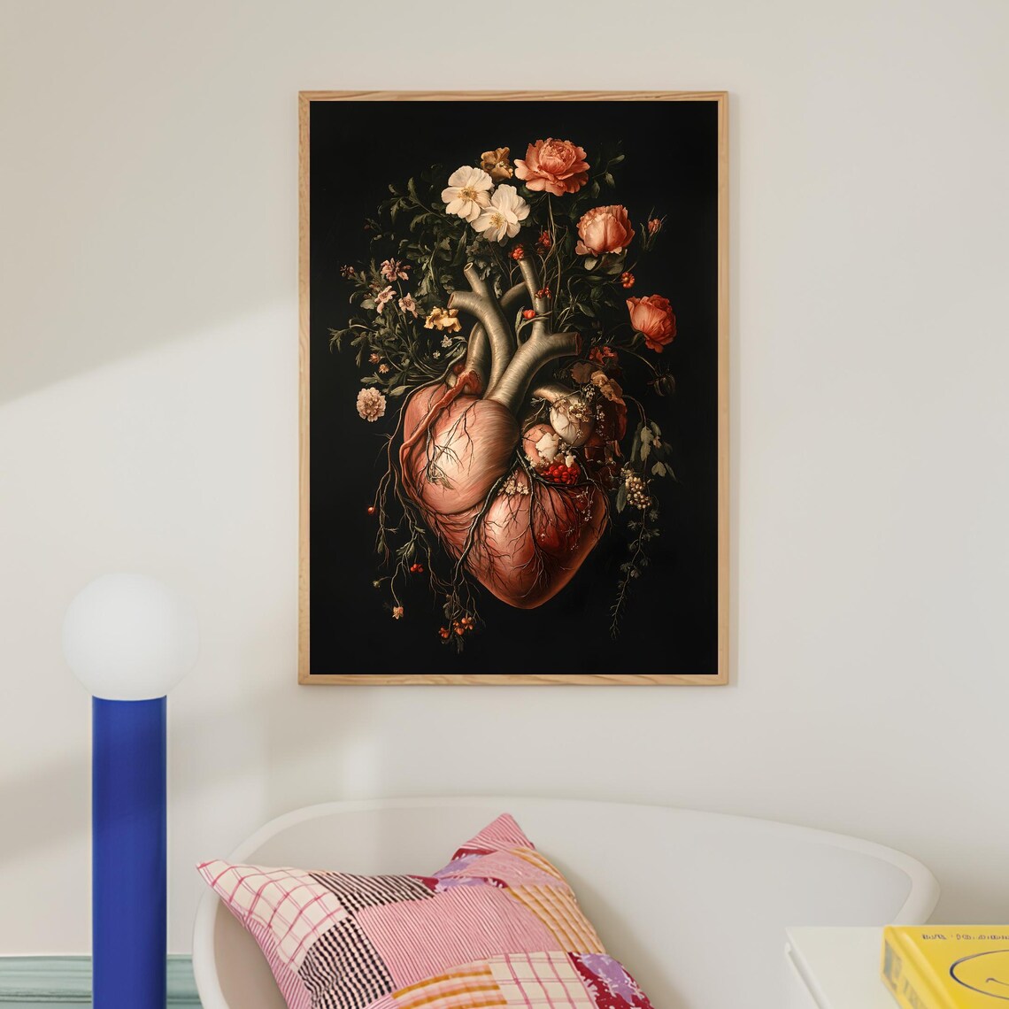 Human Heart Vintage Floral Anatomy Art Print - Image 2