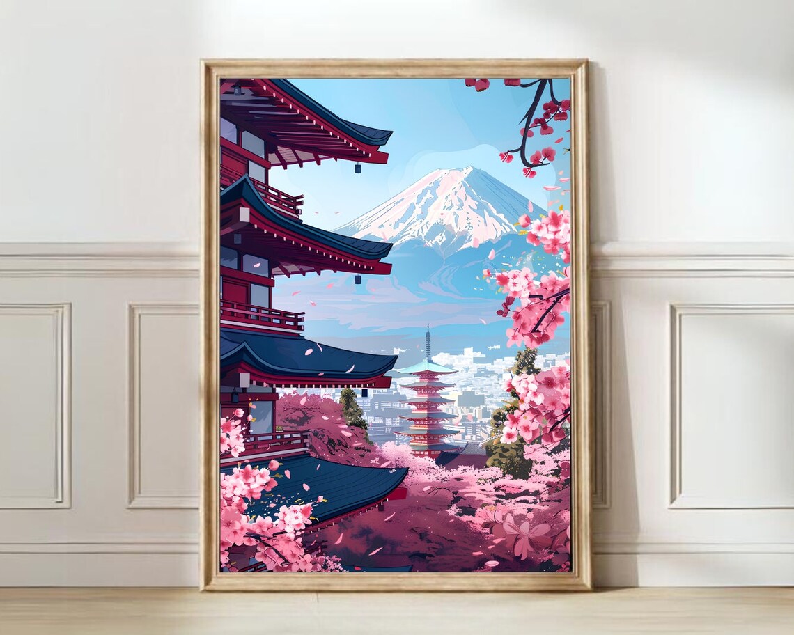 Mount Fuji Japan Travel Poster, Kitchen Wall Art