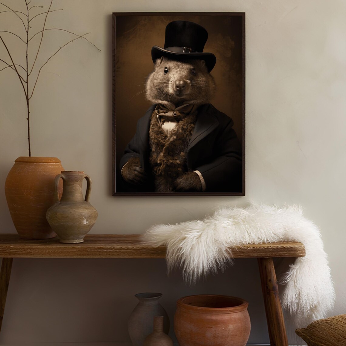 Victorian Gentleman Quokka in Top Hat and Tailcoat Portrait Poster - Image 2