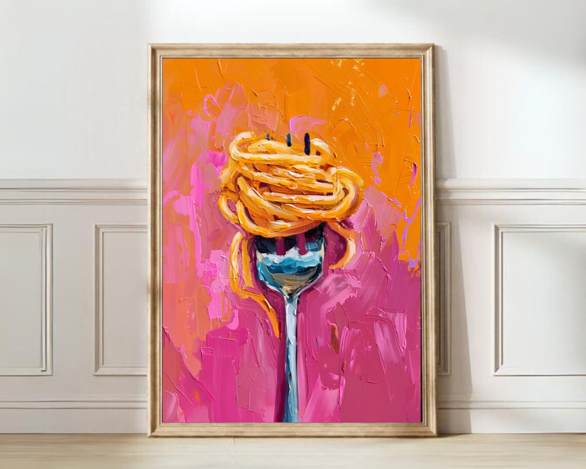 Pasta Print, Eclectic Maximalist Food Art Print