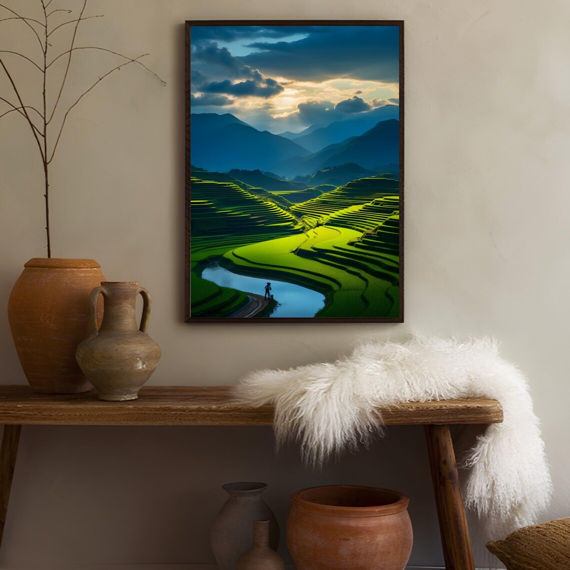 Vietnam Rice Terrace Travel Poster, Hanoi Sapa - Image 2
