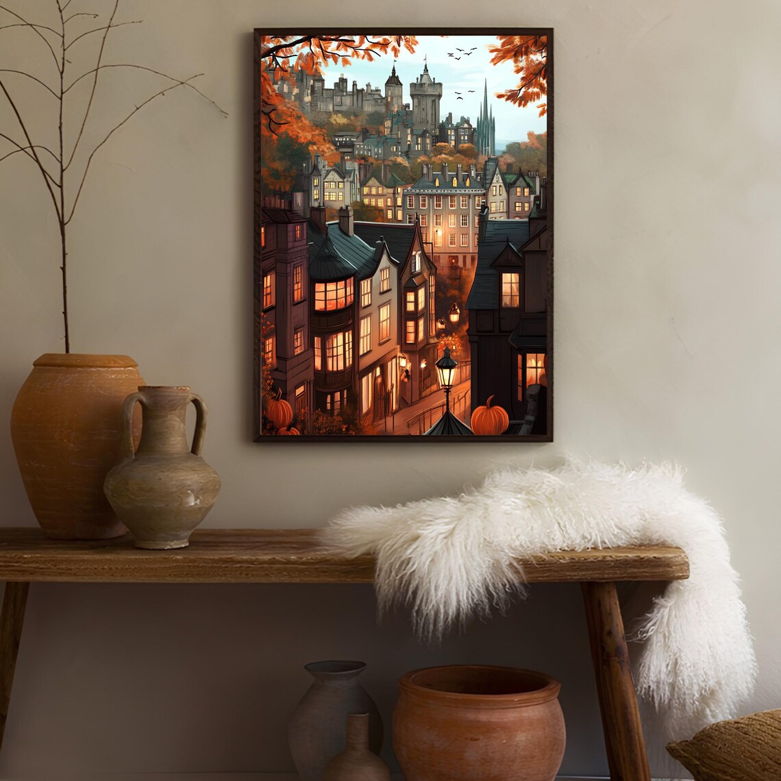 Edinburgh Illustration Scotland Autumn Travel Poster - Image 3