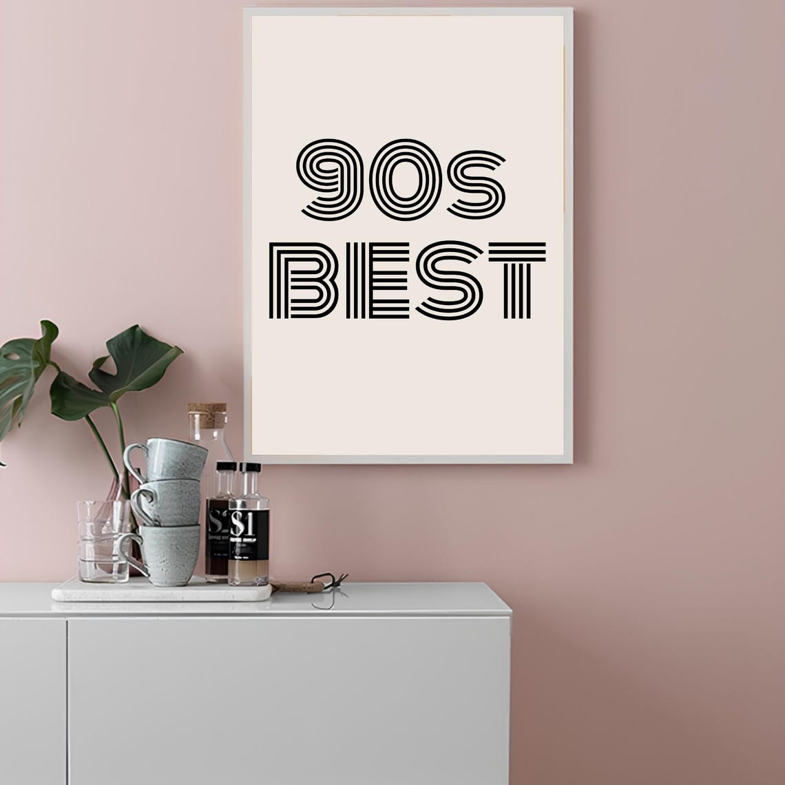 90s Best Retro Striped Typography Minimalist Nostalgic Art Poster - Image 2