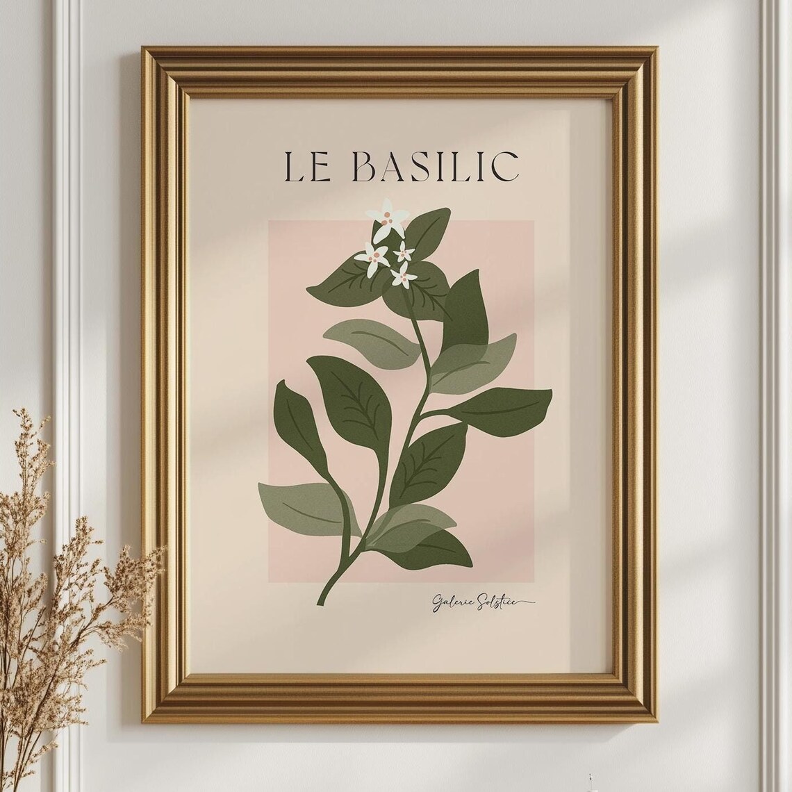 Basil Print, French Kitchen Botanical Wall Art