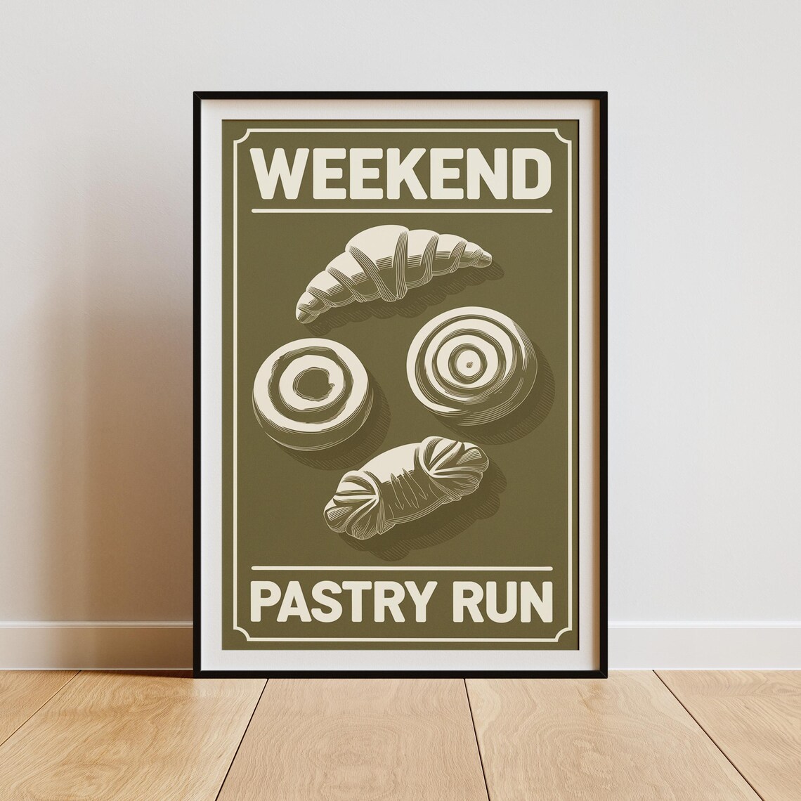 Minimalist Croissant Art Print, Kitchen Decor - Image 3