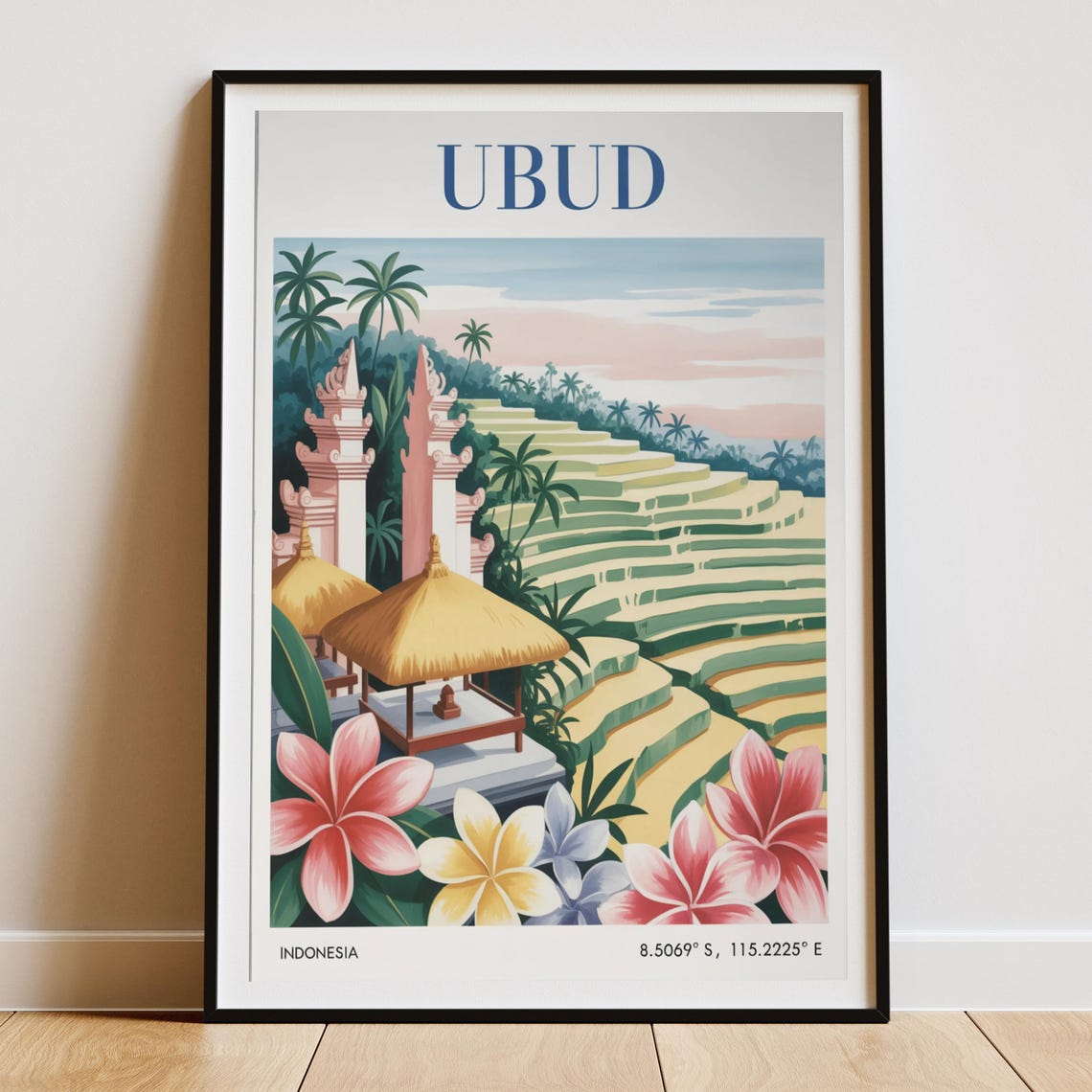Vintage Ubud Travel Poster, Bali Rice Terrace - Image 5
