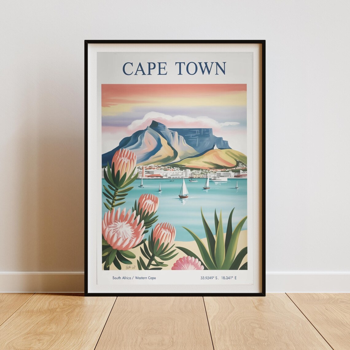 Cape Town Travel Poster, Table Mountain Vintage Style - Image 3