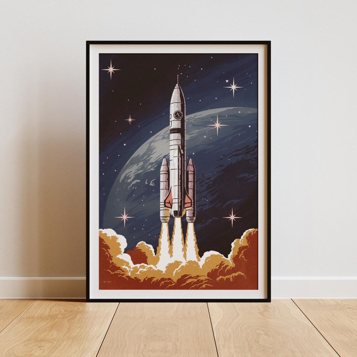 Retro Rocket Ship Launch, Vintage Space Exploration - Image 2