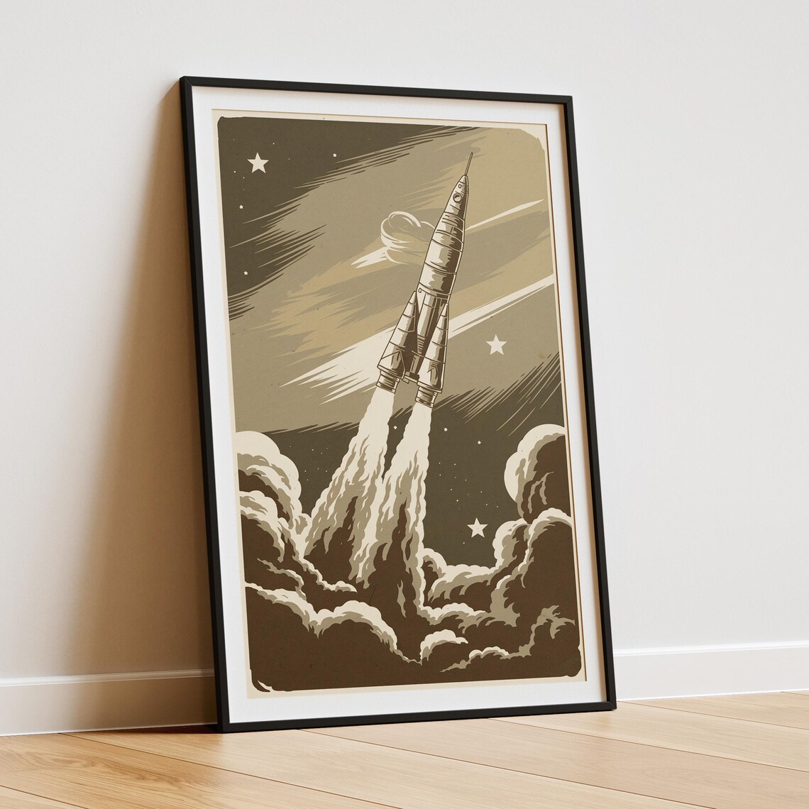 Vintage Rocket Ship Poster, Retro Space Launch - Image 3
