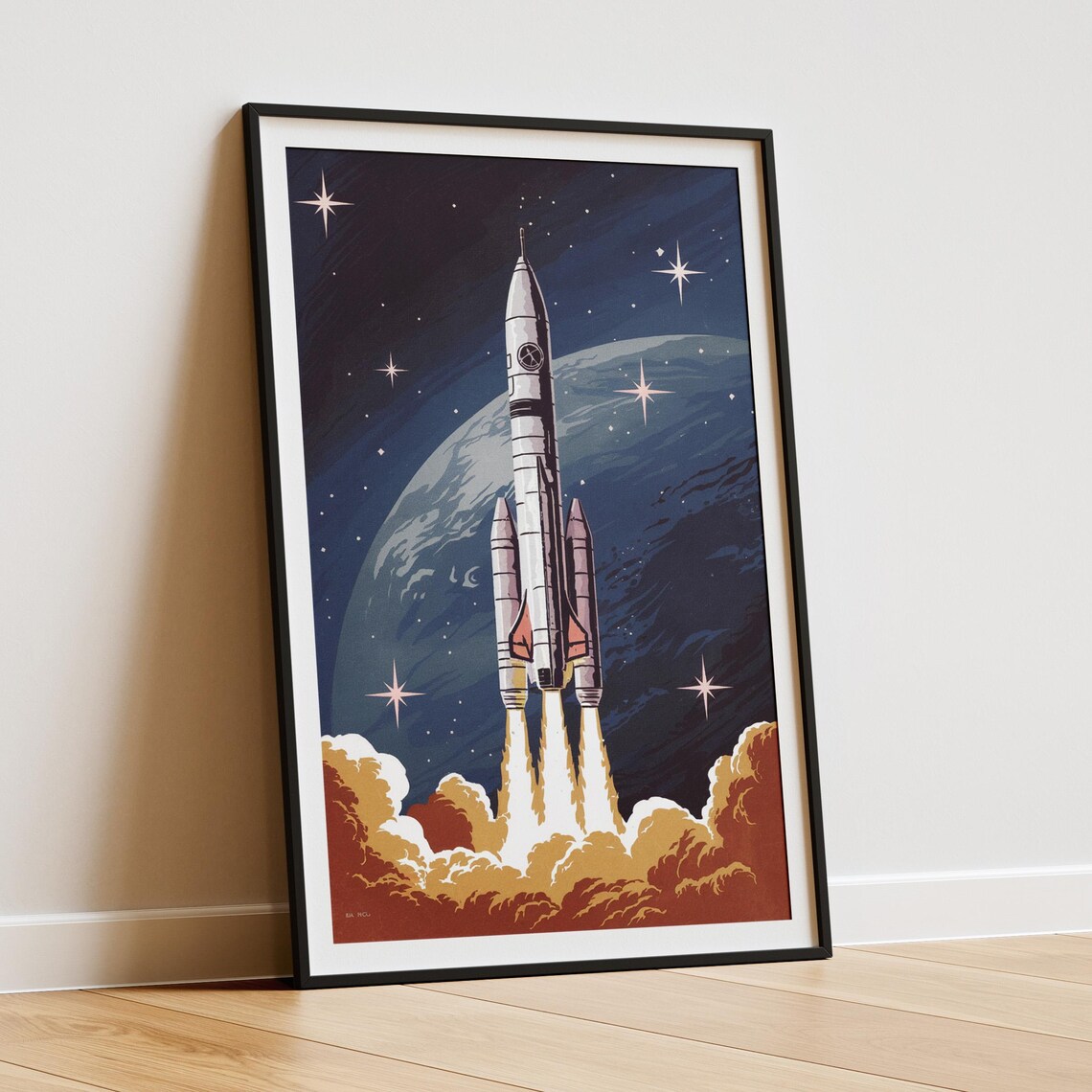 Retro Rocket Ship Launch, Vintage Space Exploration - Image 3