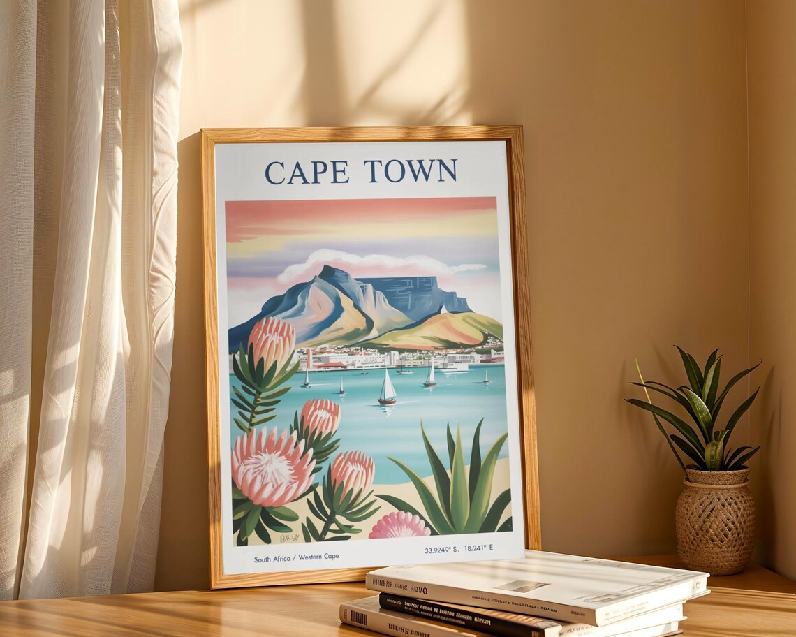 Cape Town Travel Poster, Table Mountain Vintage Style - Image 7