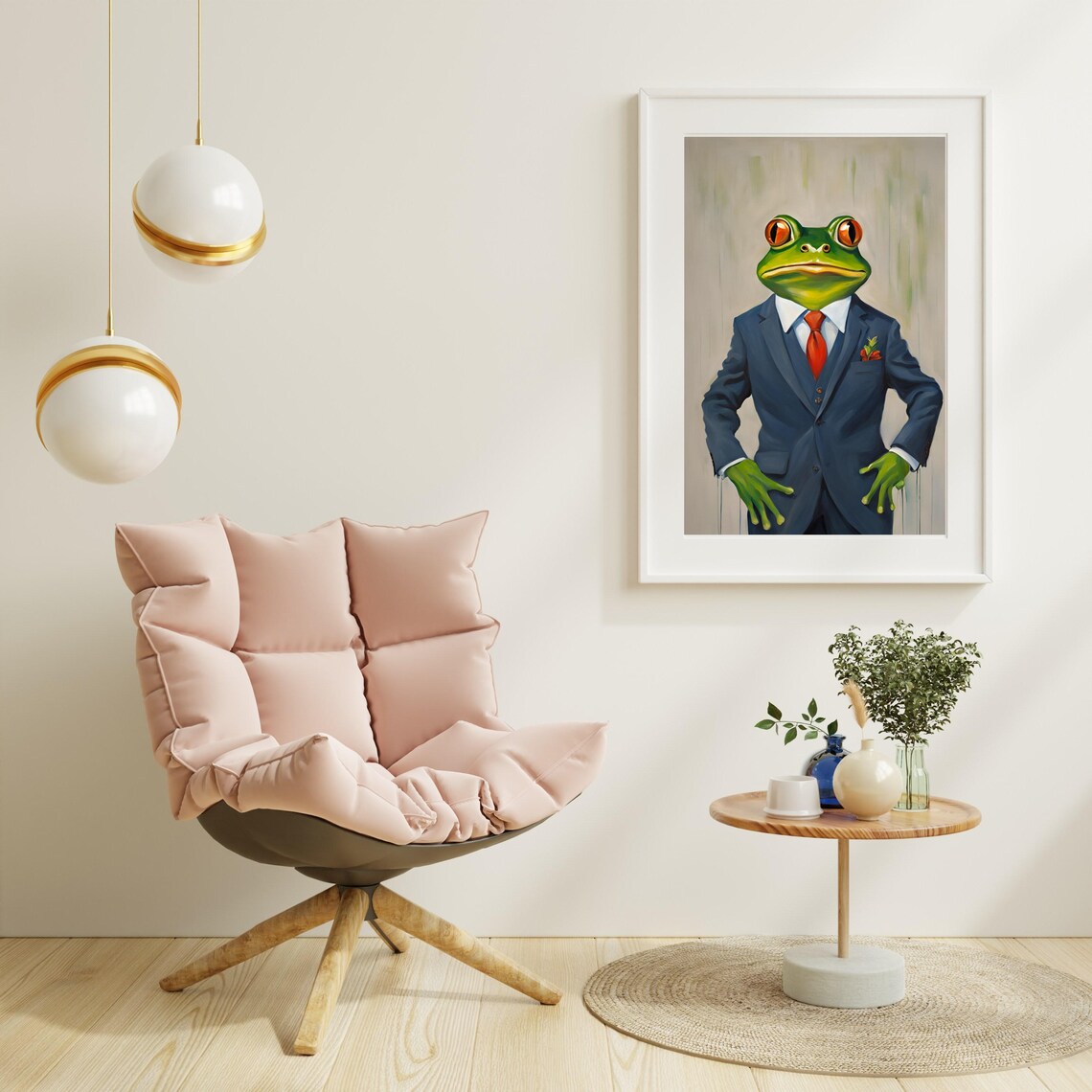 Funny Frog in Navy Suit and Red Tie Animal Portrait Humor Poster - Image 4