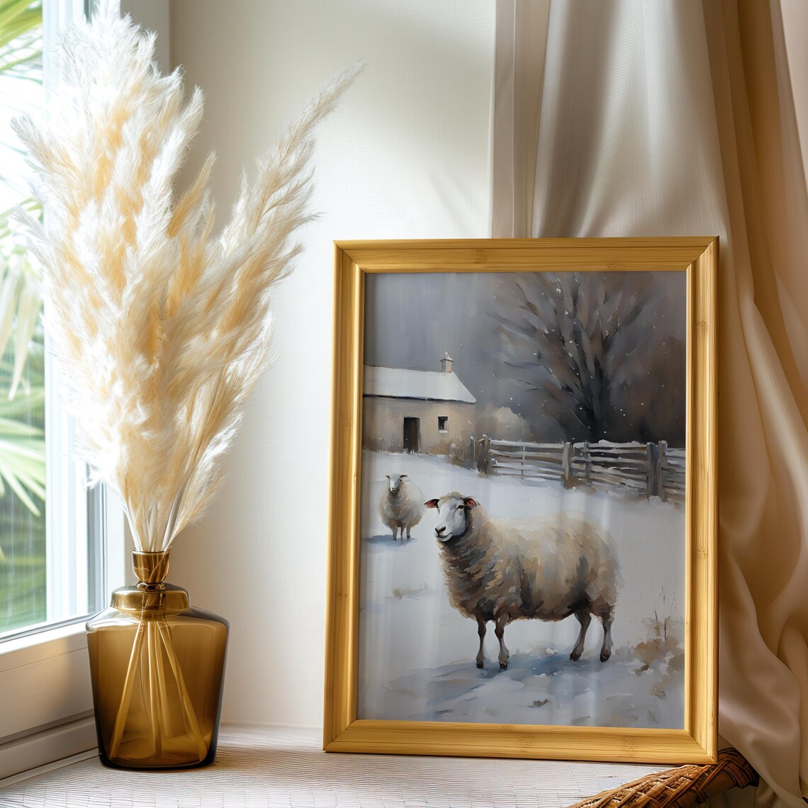 Vintage Sheep Painting Art Print, Farmhouse Decor - Image 3