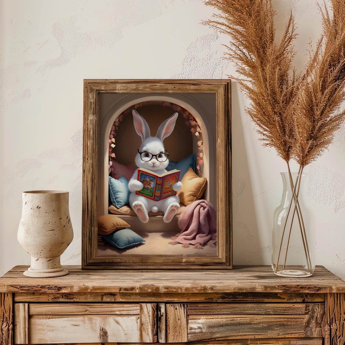 Easter Bunny Art Easter Bunny Painting Easter Bunny Moody Art Aestheticposter Boho Decor Cottagecore Easter Art - Image 2