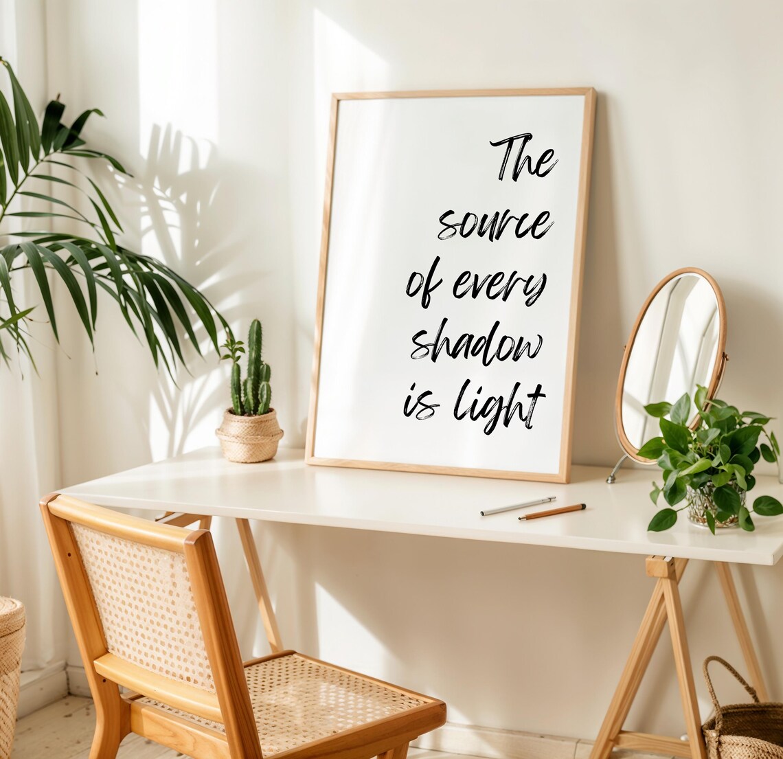 The Source of Every Shadow Is Light Brush Script Quote Poster - Image 3
