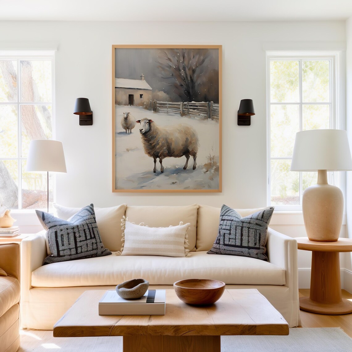 Vintage Sheep Painting Art Print, Farmhouse Decor - Image 4