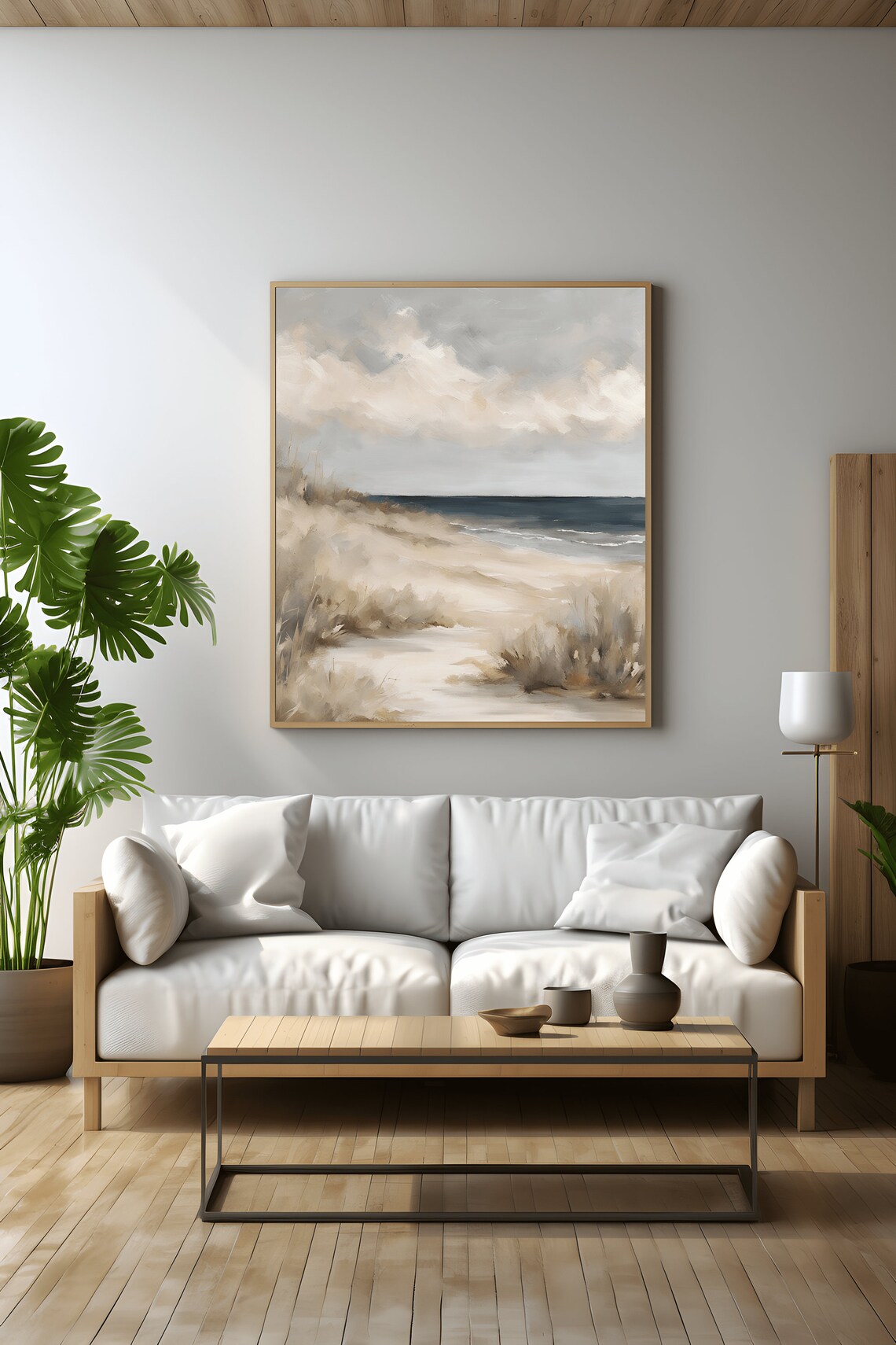 Vintage Beach Landscape Painting, Sea Travel Poster - Image 2