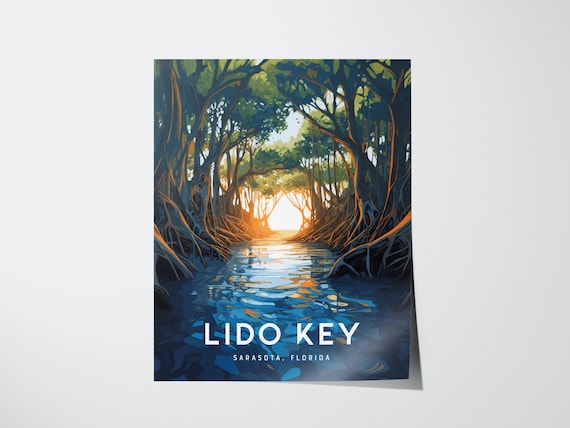 Lido Key Sarasota Florida Mangrove Forest Waterway Travel Poster
