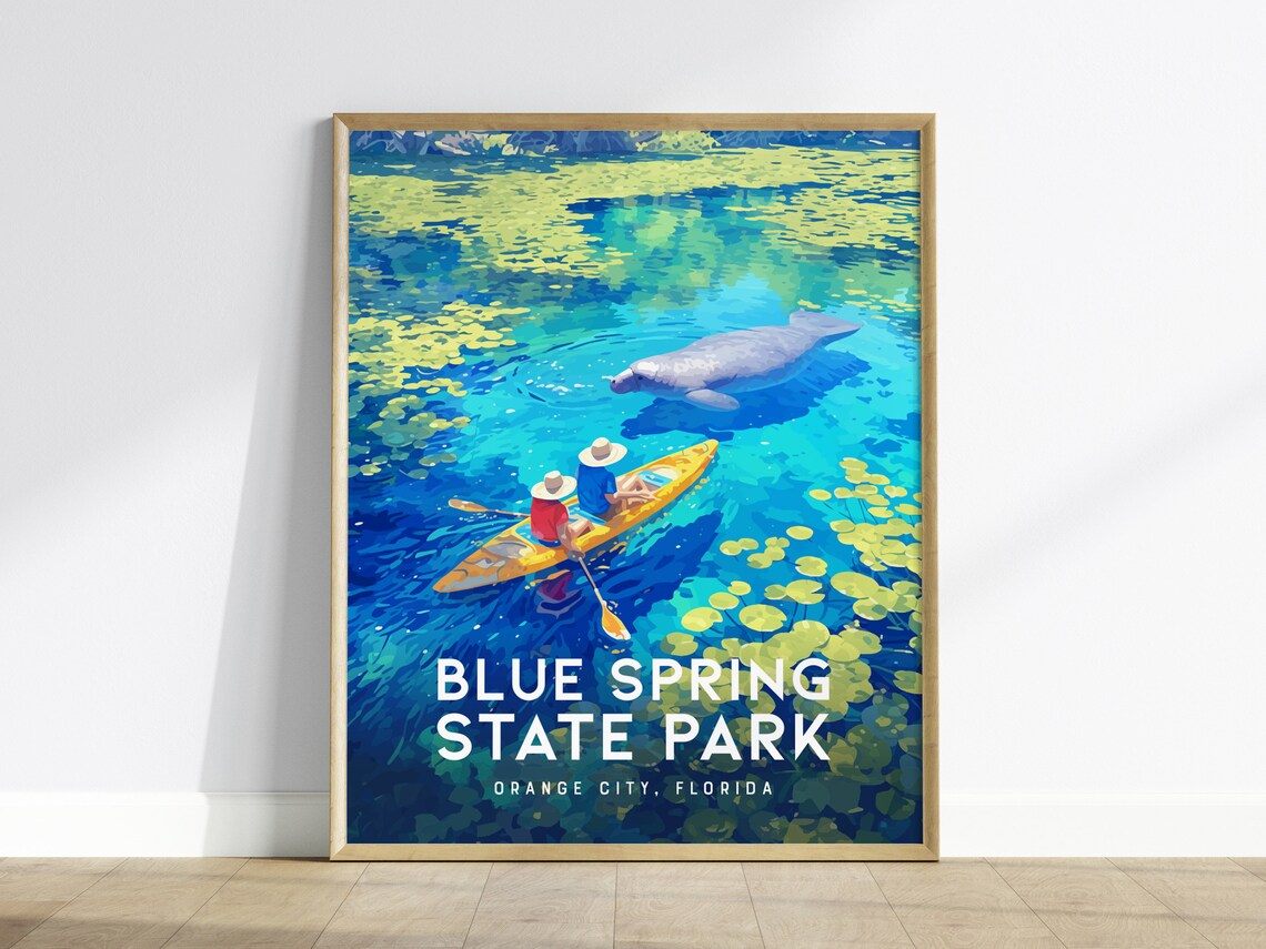 Blue Spring State Park Florida Travel Poster Print