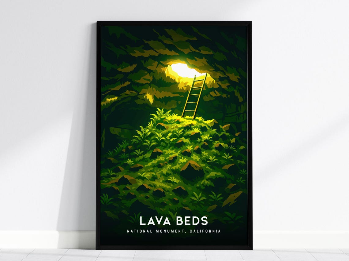 Lava Beds National Monument Art Print Cave Illustration