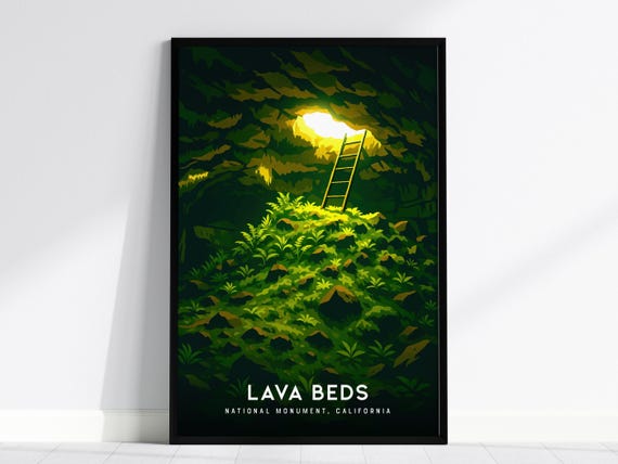 Lava Beds National Monument Art Print Cave Illustration