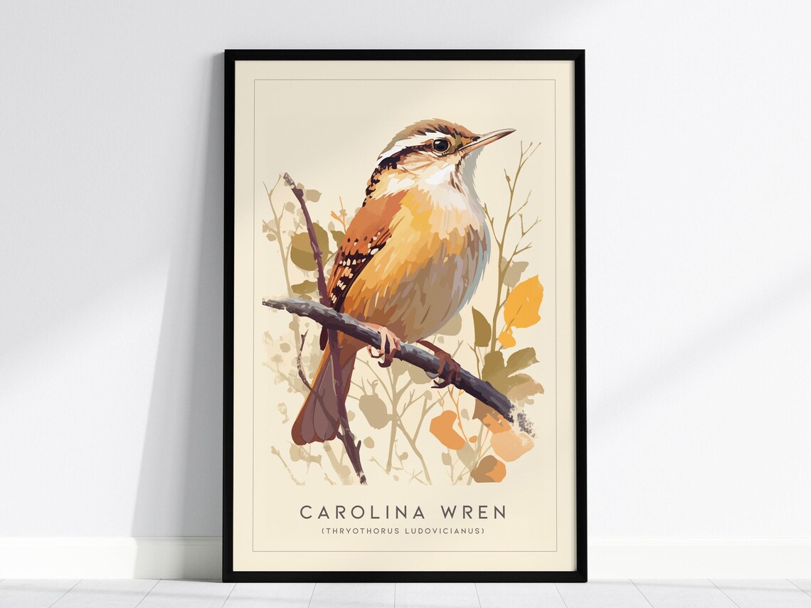 Carolina Wren Audubon-Style Songbird Art Print