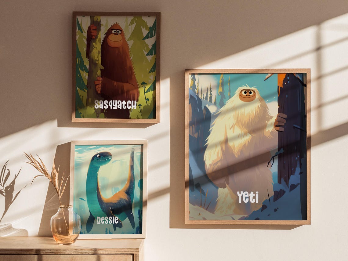 Friendly Yeti Cute Cryptid Snow Monster Kids Room Art Poster - Image 4
