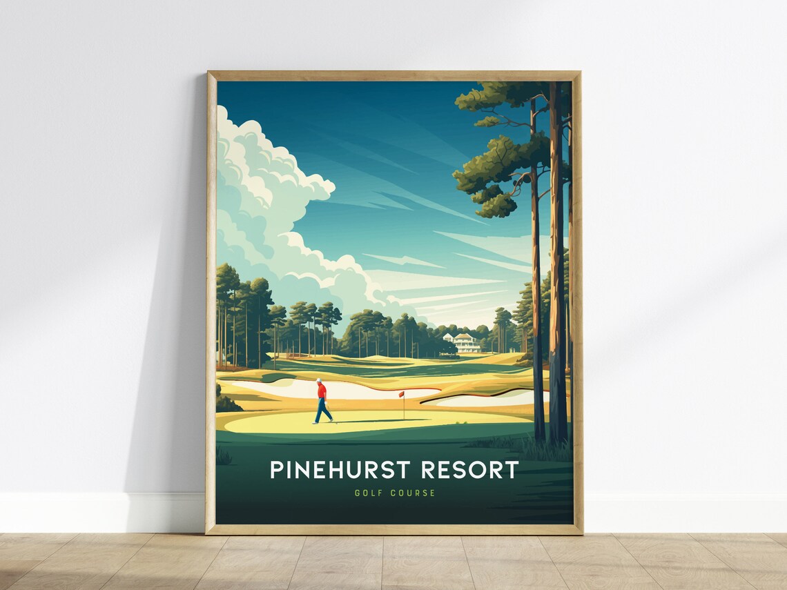 Pinehurst Resort Golf Course Travel Poster North Carolina Fairway Art
