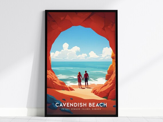 Cavendish Beach Prince Edward Island Red Cliffs Canada Travel Poster
