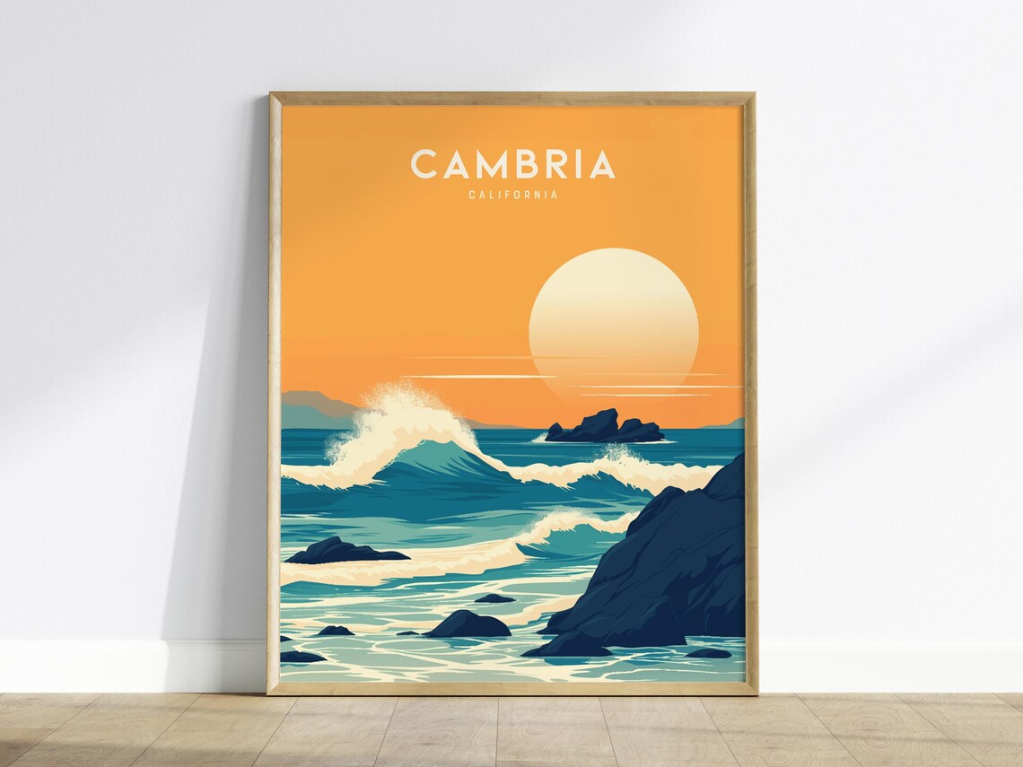 Cambria Sunset Art Print, Coastal Pacific Ocean