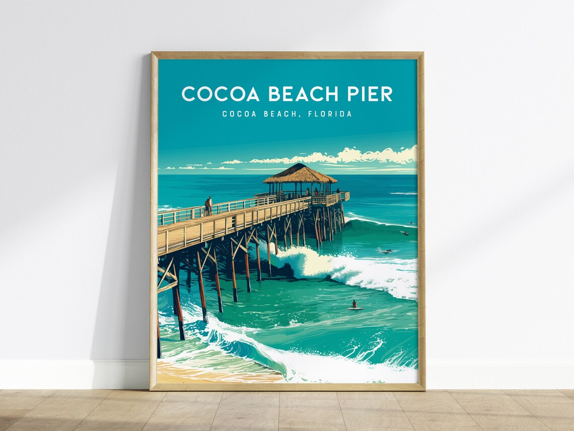 Cocoa Beach Pier Florida Surf Travel Poster