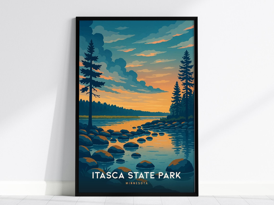 Itasca State Park Vintage Minnesota Travel Poster