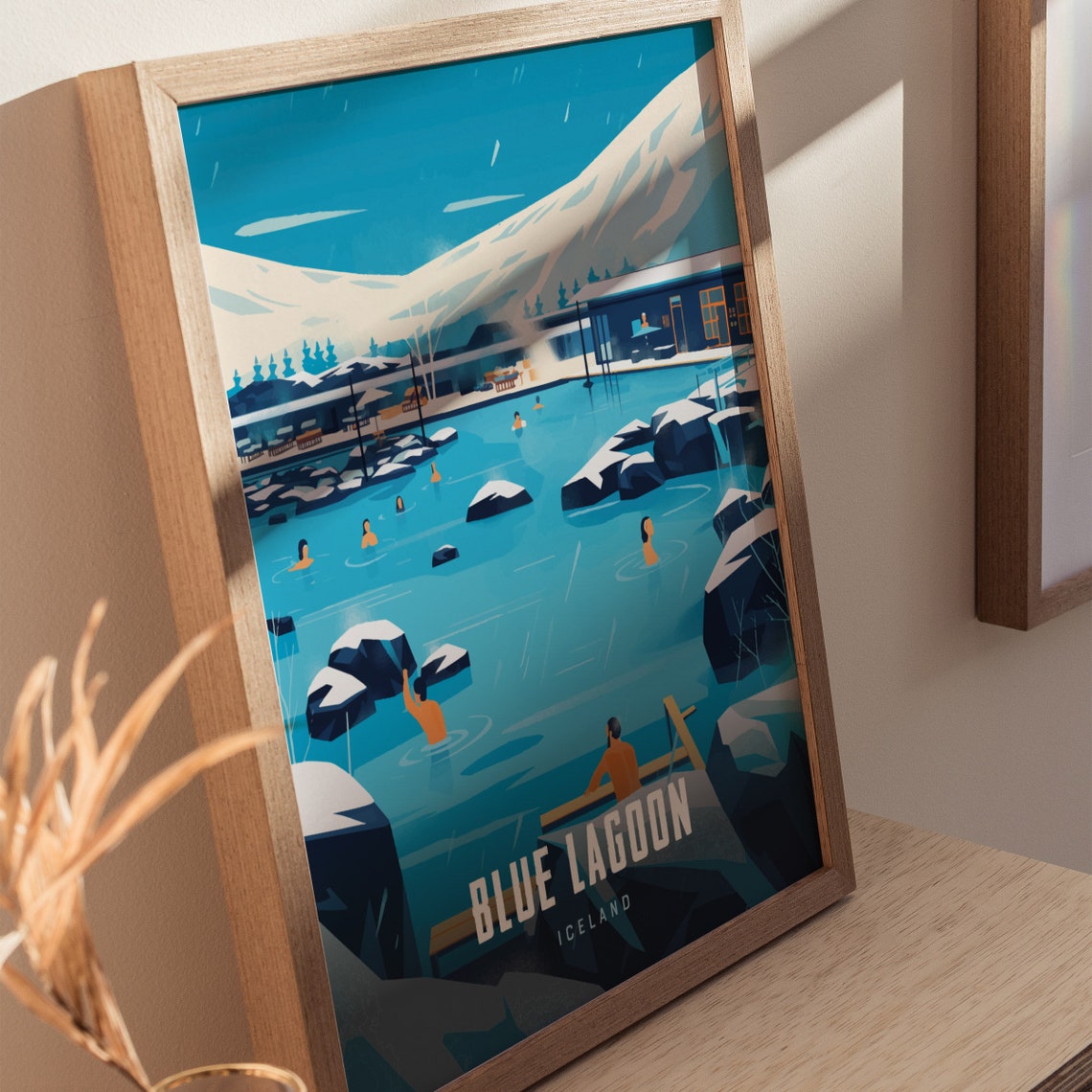 Blue Lagoon Iceland Geothermal Spa Winter Soak Vintage Travel Poster - Image 2