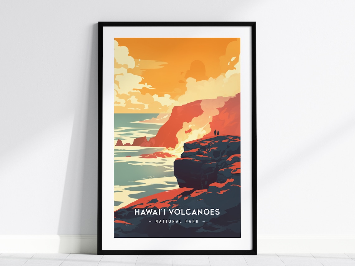Hawaii Volcanoes National Park Minimalist Travel Poster