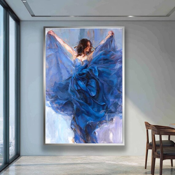 Elegant Blue Dancer Poster, Graceful Movement