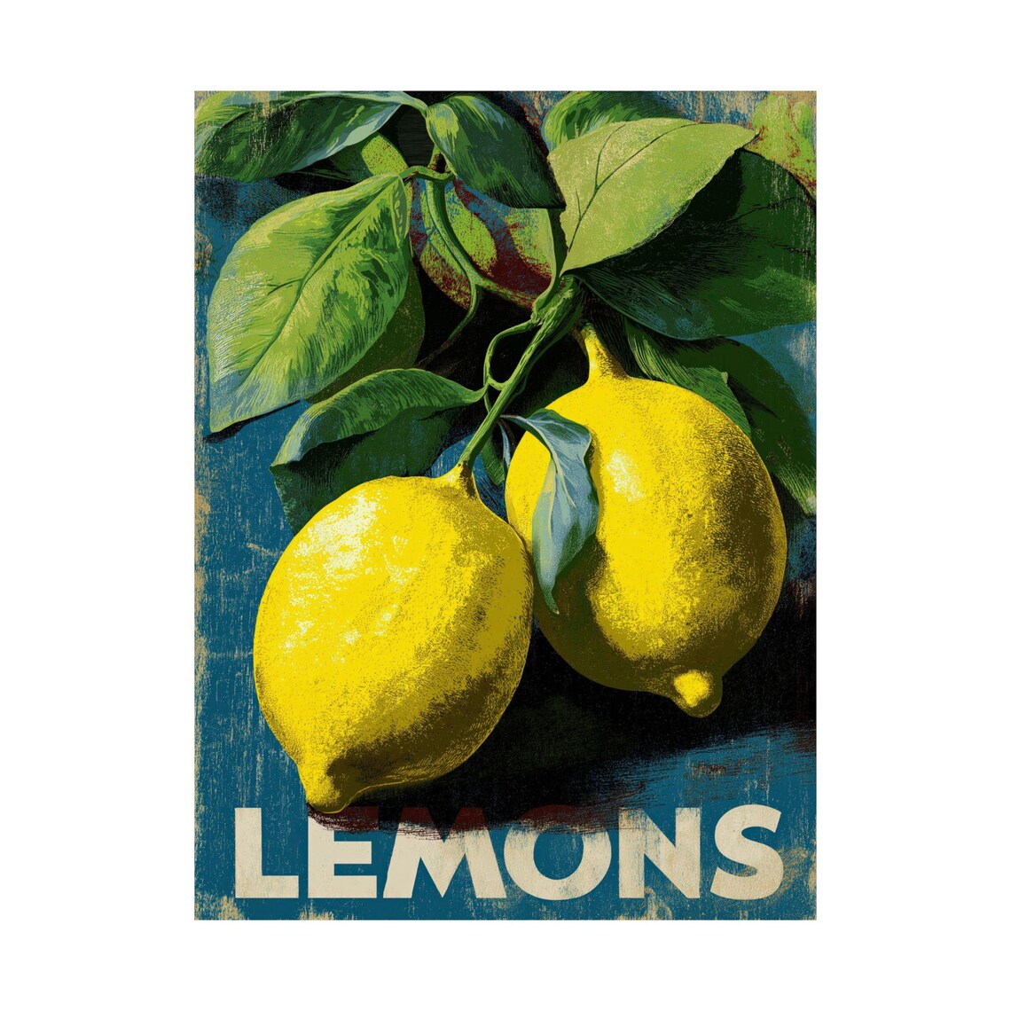 Retro Lemons Vintage Citrus Kitchen Wall Art