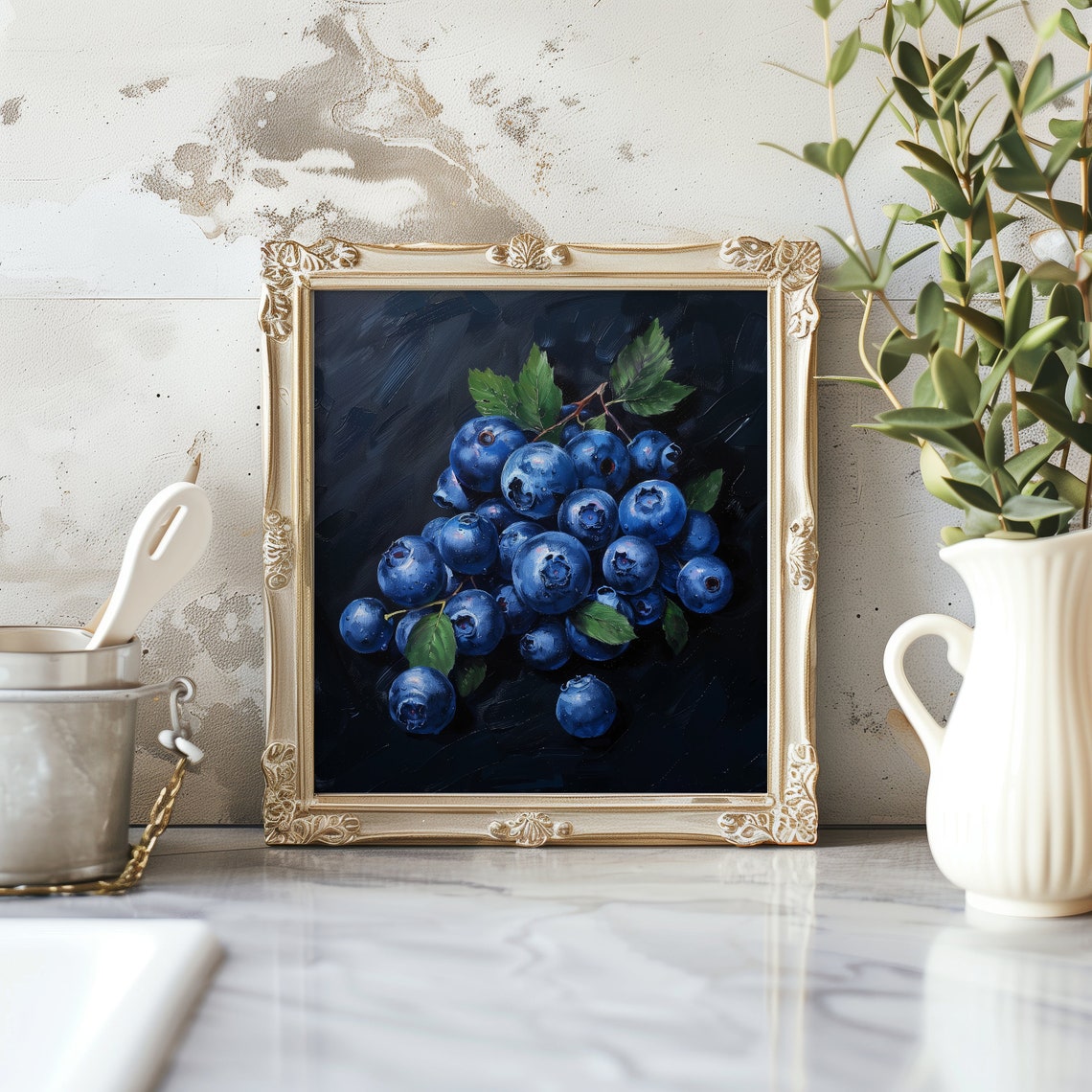 Blueberries 1 Still Life Oil Painting Poster