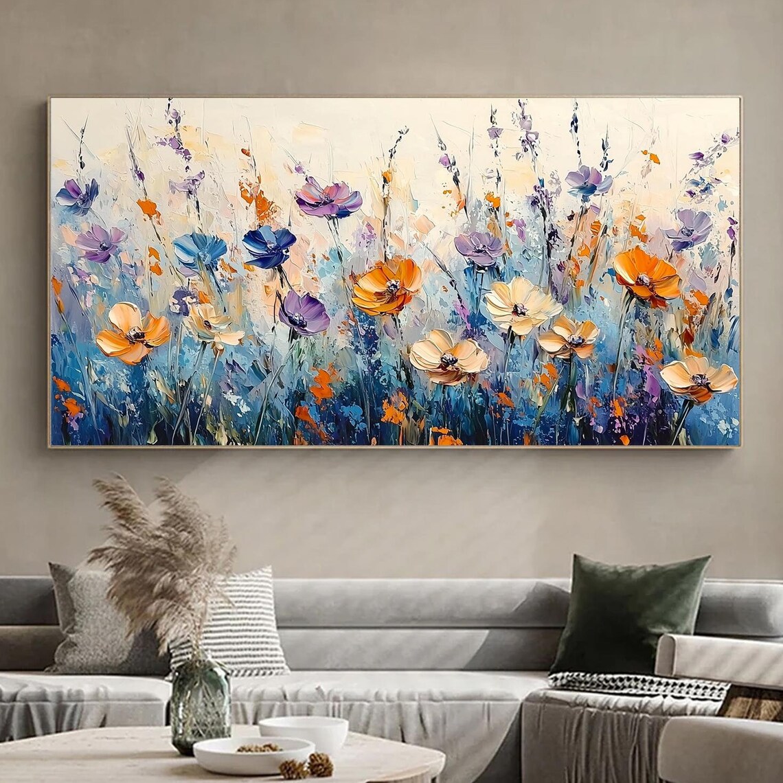 Colorful Wildflower Poppies In Orange Purple And Blue Meadow Poster