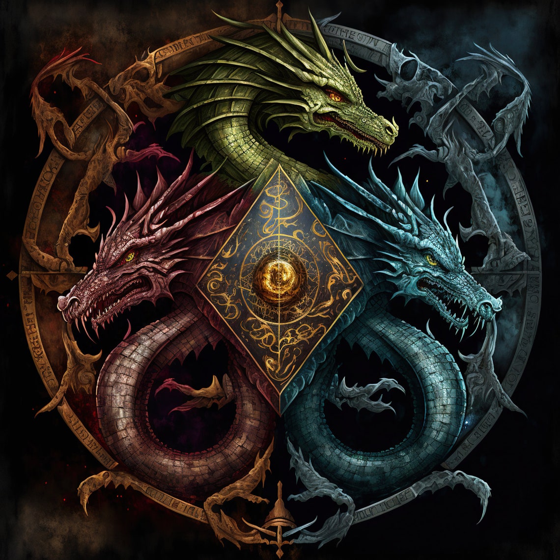 Sigil Of The Dragons Surreal Art, Poster Print